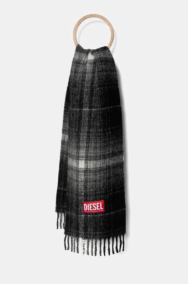 Diesel Kratki šal s primjesom vune Diesel S-BESTRO boja: crna, s uzorkom, A15117.0HNAK