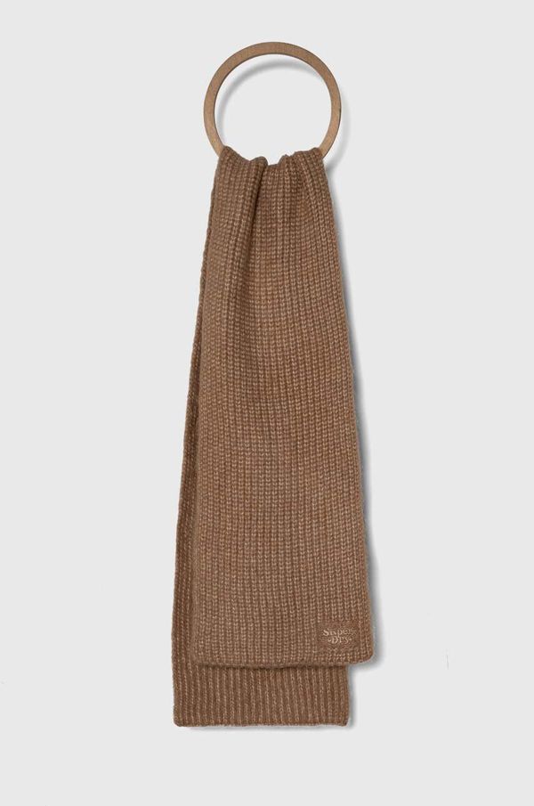 Superdry Kratki šal s primjesom vune Superdry boja: bež, bez uzorka