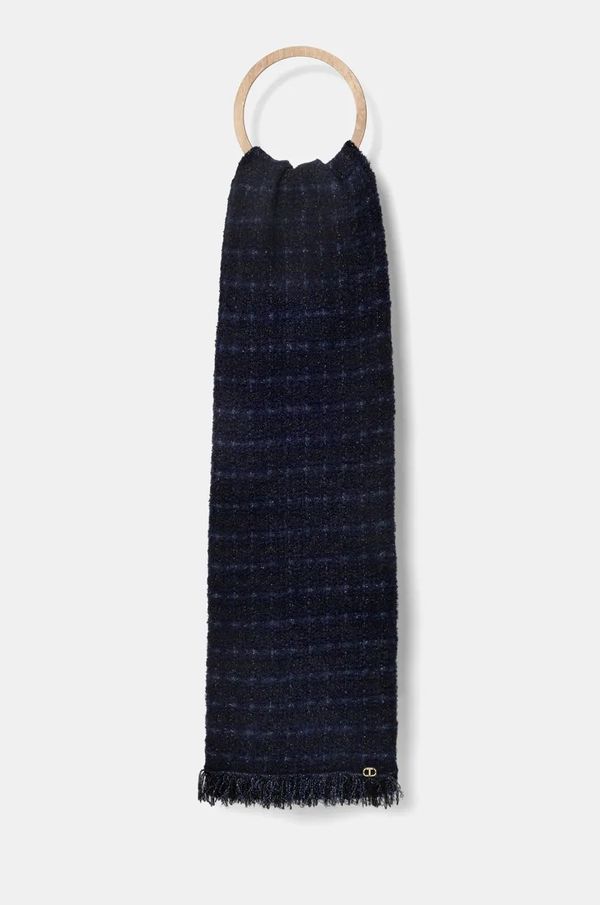Twinset Kratki šal s primjesom vune Twinset boja: tamno plava, bez uzorka, 242TO507B