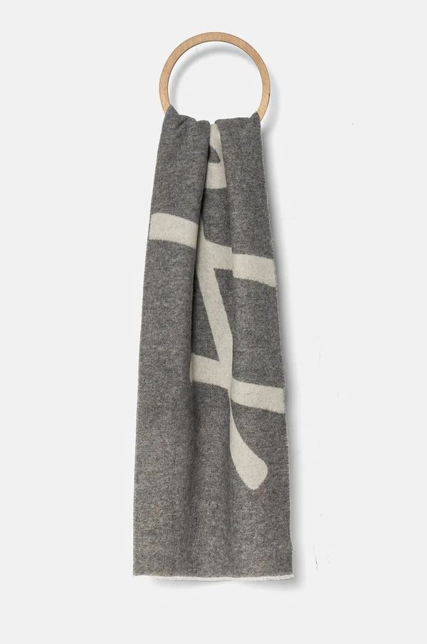 Hugo Kratki vuneni šal HUGO boja: siva, s uzorkom, 50524789