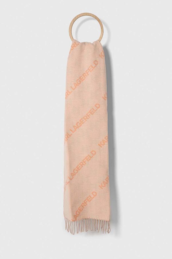 Karl Lagerfeld Kratki vuneni šal Karl Lagerfeld boja: bež, s uzorkom