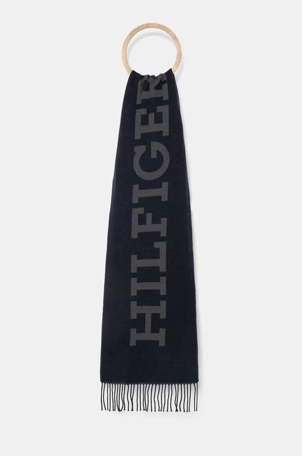 Tommy Hilfiger Kratki vuneni šal Tommy Hilfiger boja: tamno plava, s uzorkom, AM0AM12838