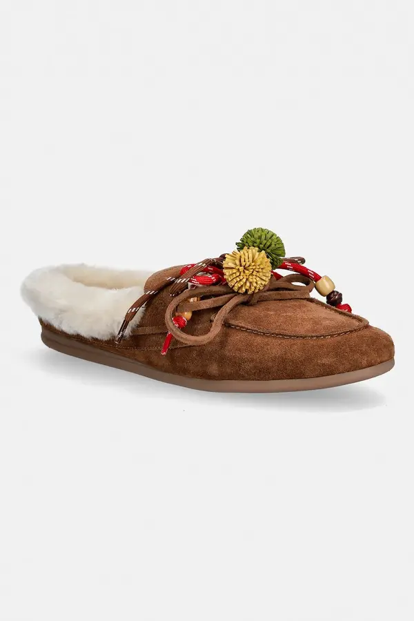 Nokwol Kućne papuče od brušene kože Nokwol Coco Fur Tan Suede