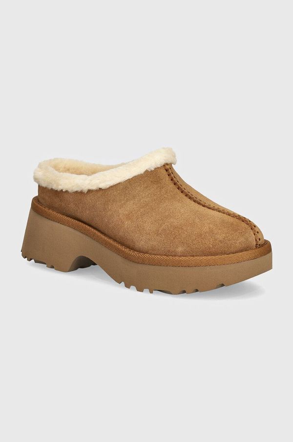 Ugg Kućne papuče od brušene kože UGG New Heights Cozy Clog boja: smeđa, 1162510-CHE