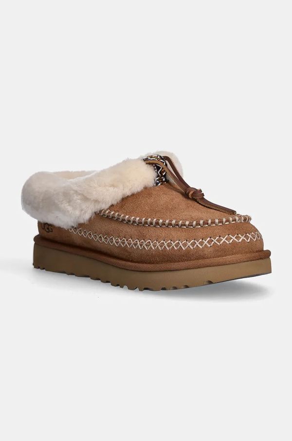 Ugg Kućne papuče od brušene kože UGG Tasman Alpine boja: smeđa, 1158258-CHE
