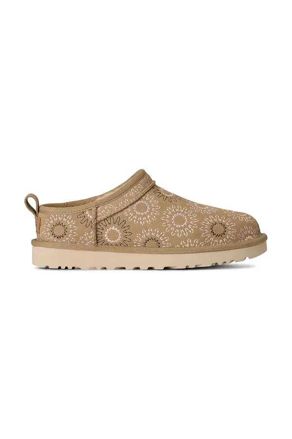 UGG Kućne papuče od brušene kože UGG W Classic Micro Sun Stitch