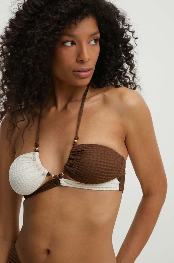 Answear Lab Kupaći grudnjak Answear Lab boja: smeđa, lagano učvršćene košarice