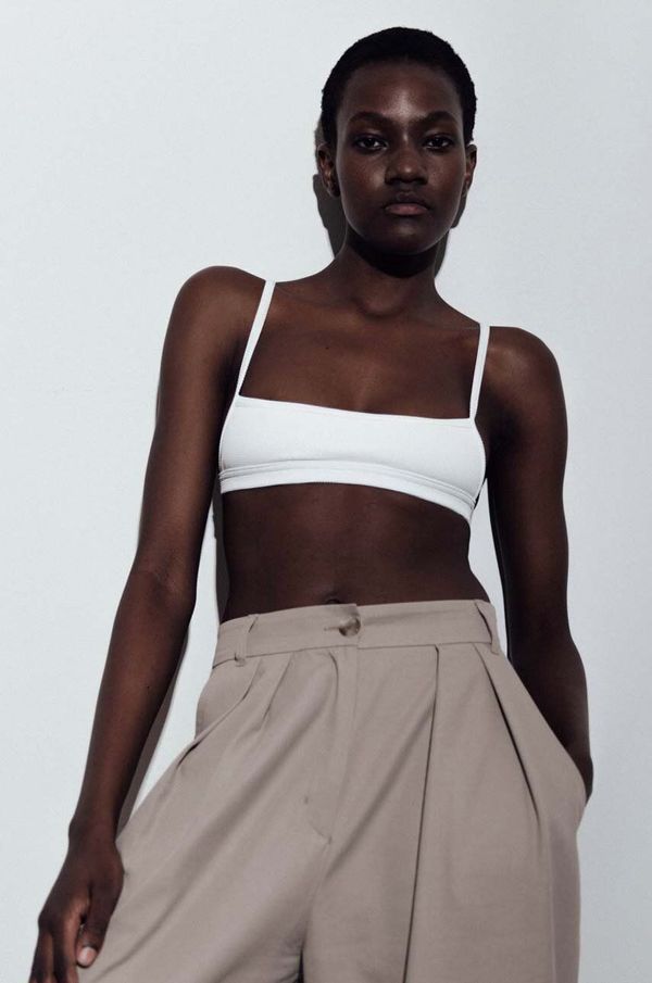 Muuv. Kupaći grudnjak MUUV. BASIC STRONGHOLD WAFFLE boja: bijela, mekane košarice