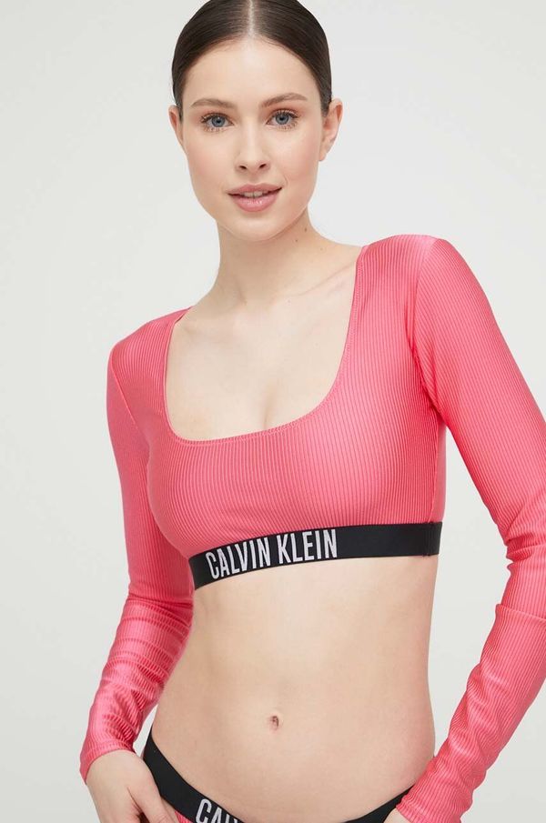 Calvin Klein Kupaći top Calvin Klein boja: ljubičasta, mekane košarice