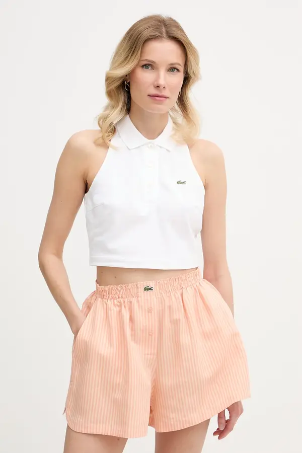 Lacoste Lacoste crop top za žene od pamuka s elastanom