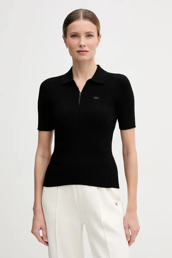Lacoste Lacoste pletena polo majica za žene s viskozom