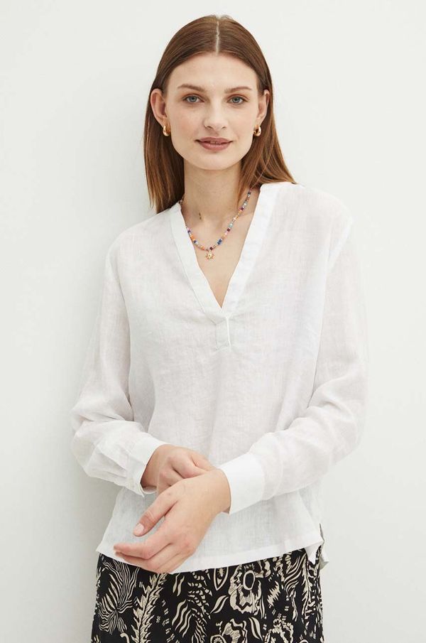 Medicine Lanena bluza Medicine za žene, boja: bijela, bez uzorka