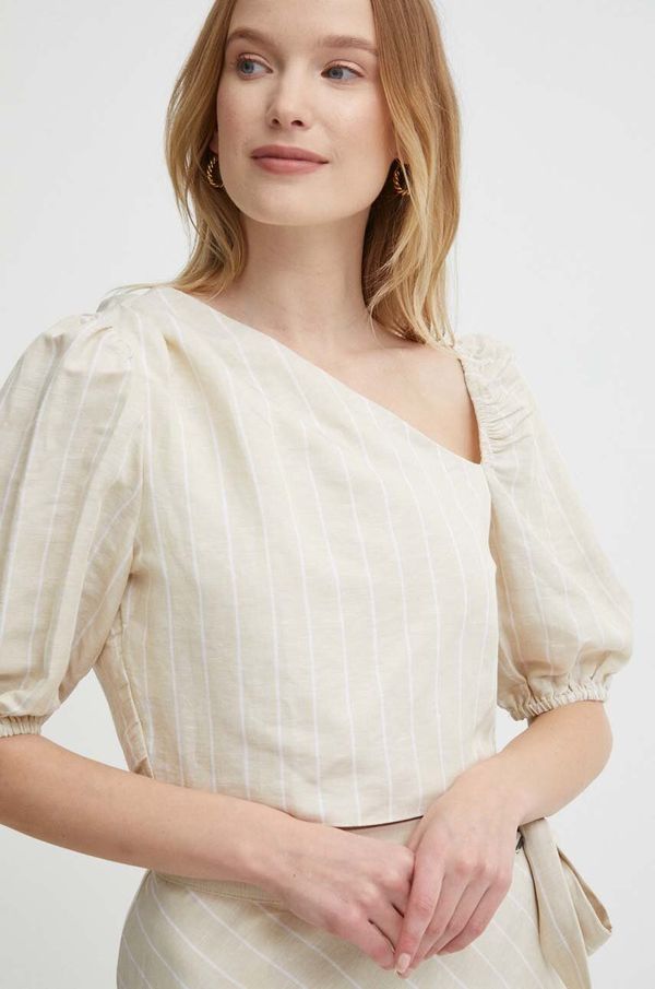 Pepe Jeans Lanena bluza Pepe Jeans MATI boja: bež, s uzorkom, PL304809