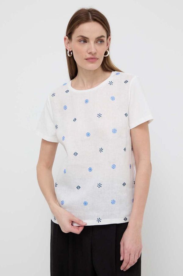 Weekend Max Mara Lanena bluza Weekend Max Mara boja: bijela, s aplikacijom, 2415941072600