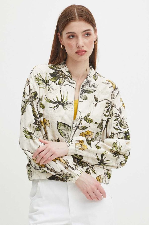 Medicine Lanena bomber jakna Medicine za žene, boja: bež, za prijelazno razdoblje, oversize