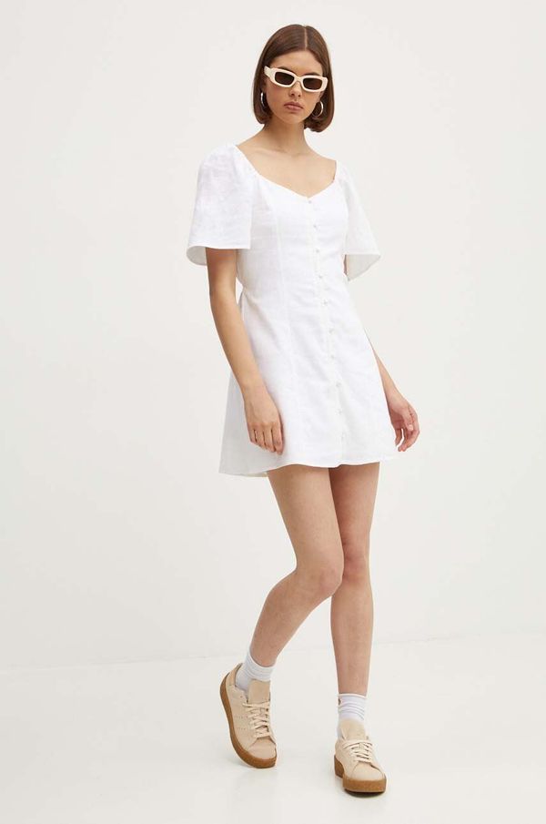 Abercrombie & Fitch Lanena haljina Abercrombie & Fitch boja: bijela, mini, uska