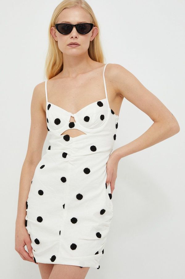 For Love & Lemons Lanena haljina For Love & Lemons boja: bijela, mini, uske