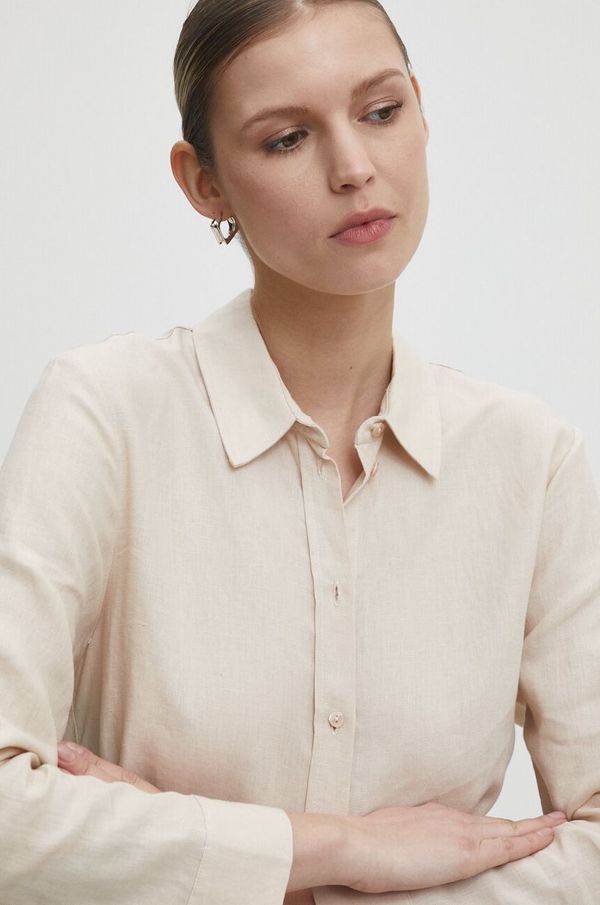 Answear Lab Lanena košulja Answear Lab boja: bež, relaxed, s klasičnim ovratnikom
