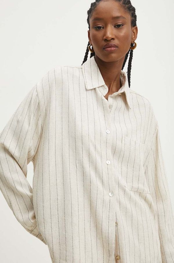 Answear Lab Lanena košulja Answear Lab boja: bež, relaxed, s klasičnim ovratnikom