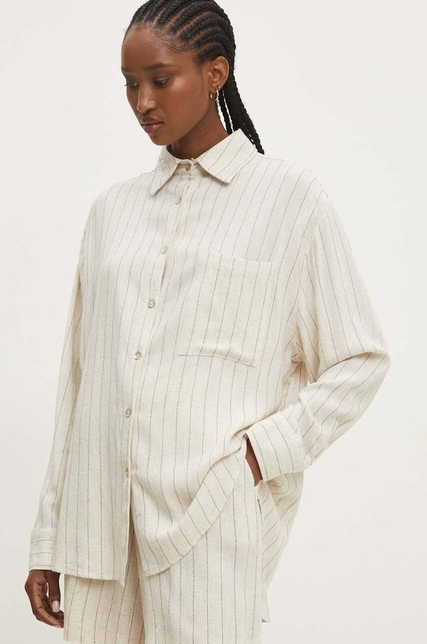 Answear Lab Lanena košulja Answear Lab boja: bež, relaxed, s klasičnim ovratnikom