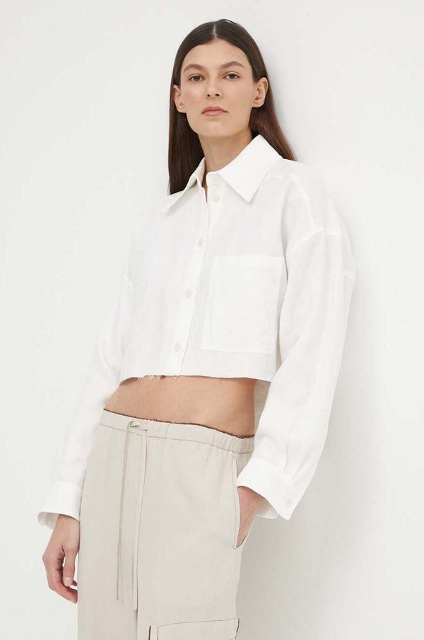 Drykorn Lanena košulja Drykorn DANU boja: bež, relaxed, s klasičnim ovratnikom, 126086 87505