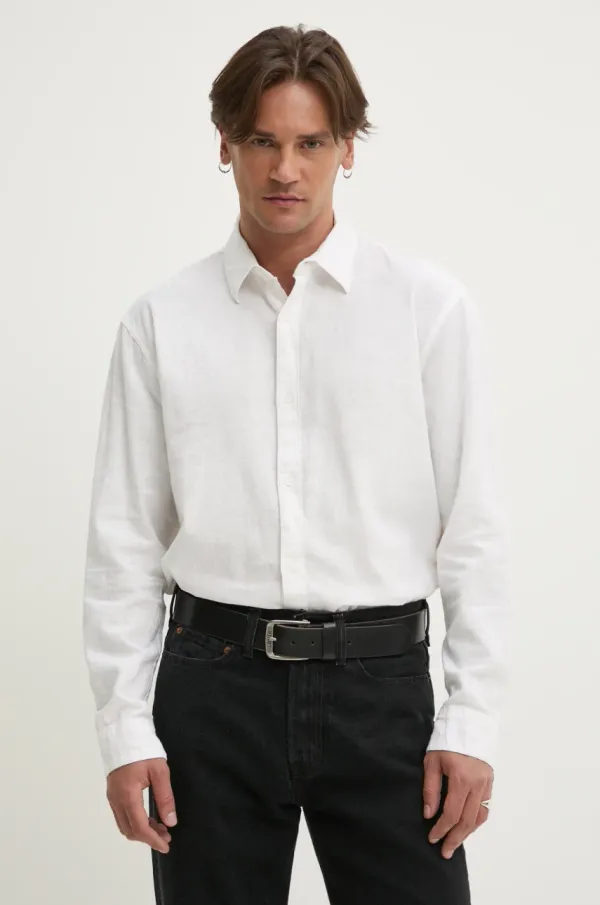 Hollister Co. Lanena košulja Hollister Co. boja: bijela, regular, s klasičnim ovratnikom, KI325-5084