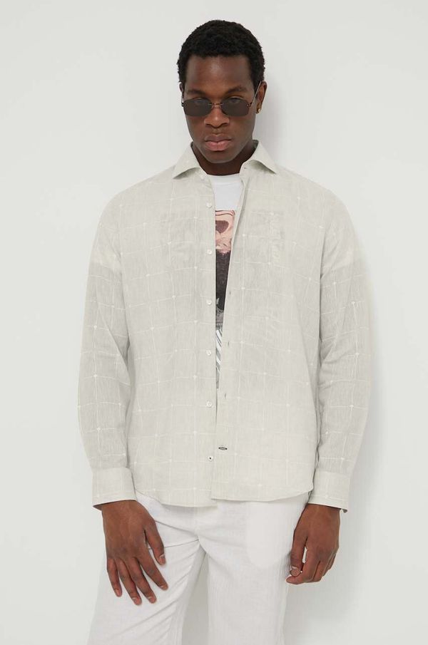 Joop! Lanena košulja Joop! Pai boja: bež, slim, s talijanskim ovratnikom, 30041416 10017718