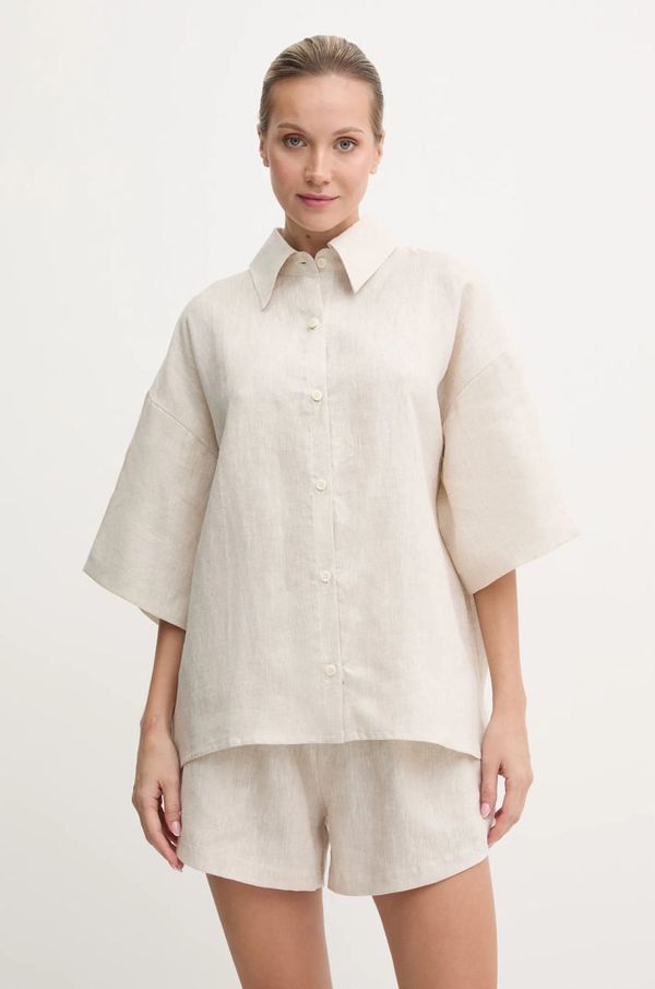 JOYINME Lanena košulja JOYINME Summer Break boja: bež, relaxed, s klasičnim ovratnikom, Summer Break