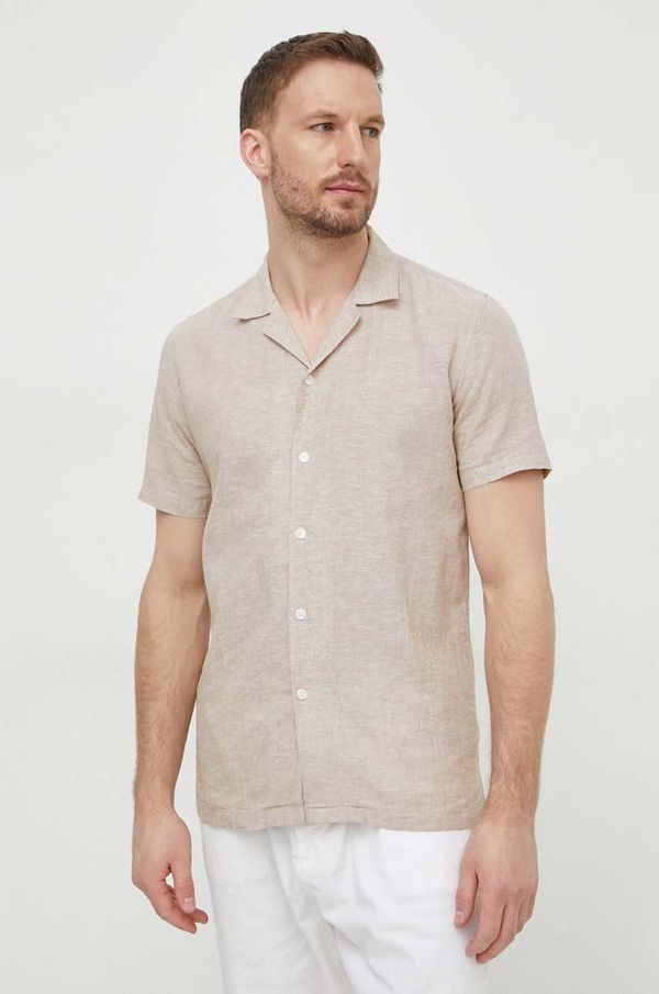 Lindbergh Lanena košulja Lindbergh boja: bež, relaxed