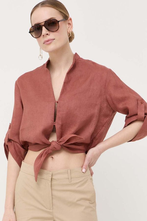 Liviana Conti Lanena košulja Liviana Conti boja: smeđa, relaxed