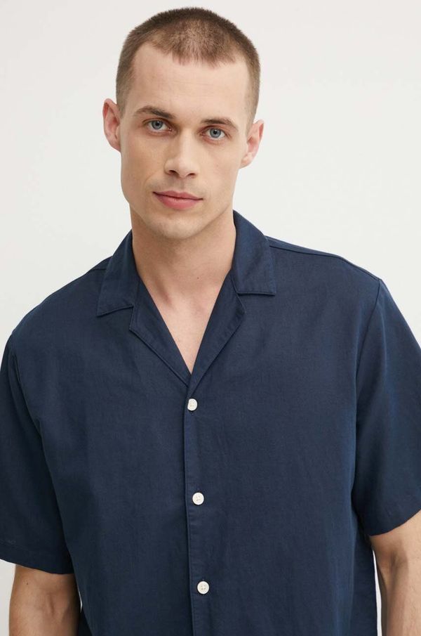 Marc O'Polo Lanena košulja Marc O'Polo DENIM boja: tamno plava, relaxed, 5000005076