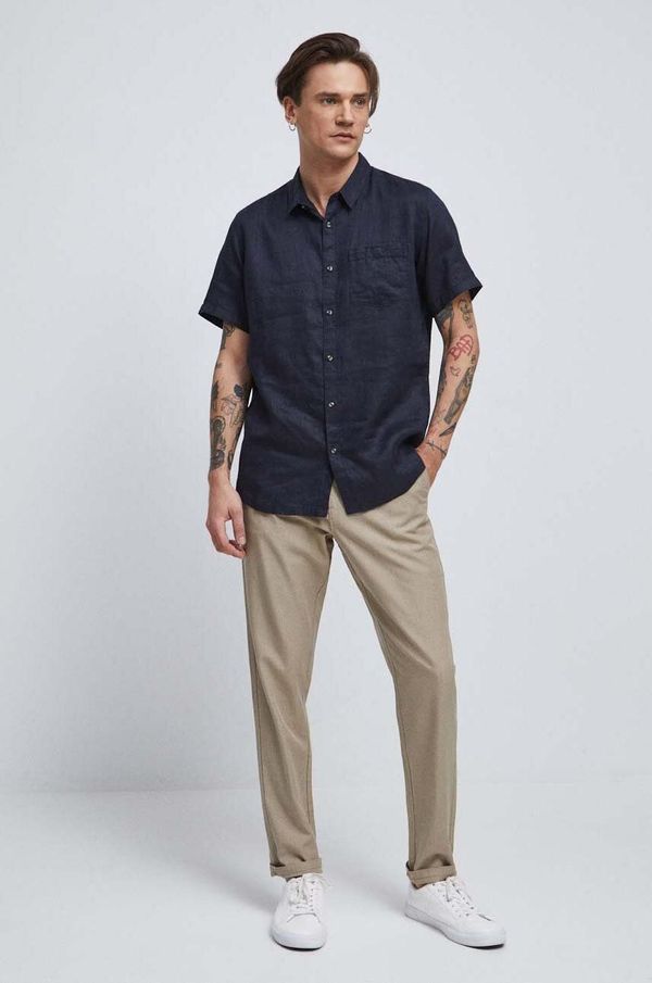 Medicine Lanena košulja Medicine boja: tamno plava, regular, s klasičnim ovratnikom