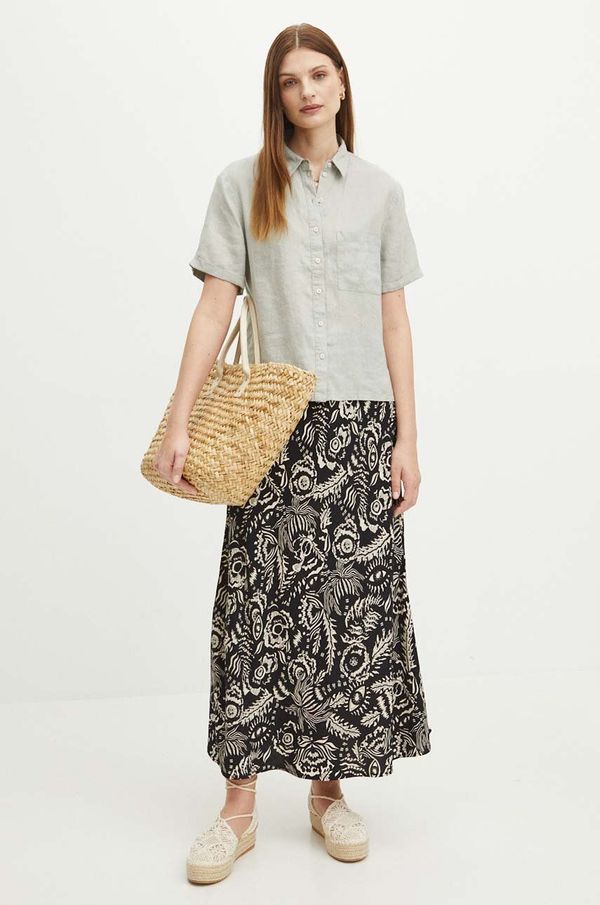 Medicine Lanena košulja Medicine za žene, boja: siva, relaxed, s klasičnim ovratnikom