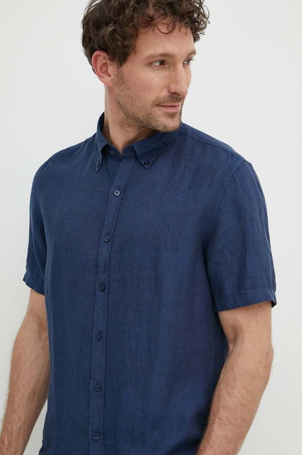 Michael Kors Lanena košulja Michael Kors boja: tamno plava, regular, s button-down ovratnikom