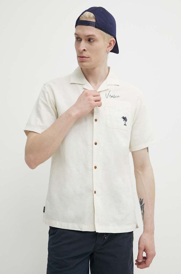 Superdry Lanena košulja Superdry boja: bež, relaxed