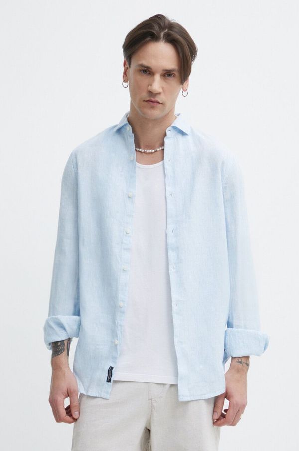 Superdry Lanena košulja Superdry regular, s klasičnim ovratnikom