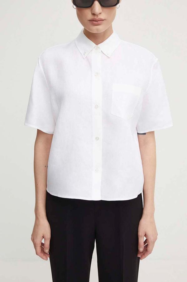 Theory Lanena košulja Theory boja: bež, relaxed, s klasičnim ovratnikom, O0503501