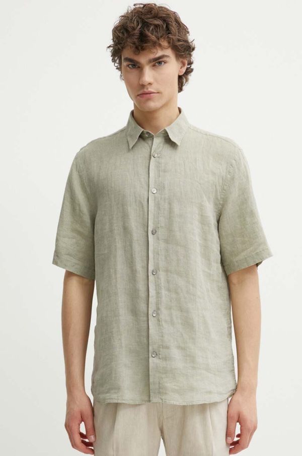 Tiger of Sweden Lanena košulja Tiger Of Sweden Spenser boja: zelena, regular, s klasičnim ovratnikom, T69002017