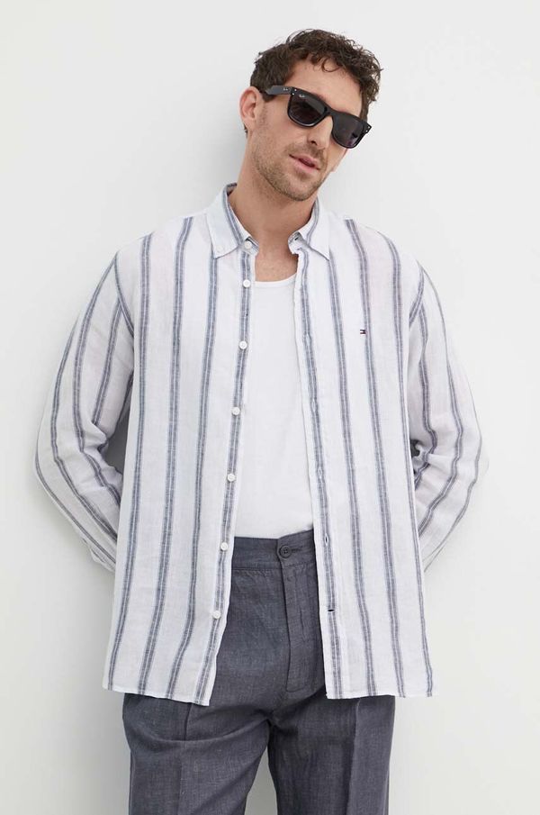 Tommy Hilfiger Lanena košulja Tommy Hilfiger boja: bijela, regular, s button-down ovratnikom, MW0MW34612