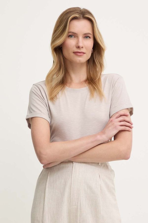 Answear Lab Lanena majica kratkih rukava Answear Lab boja: bež