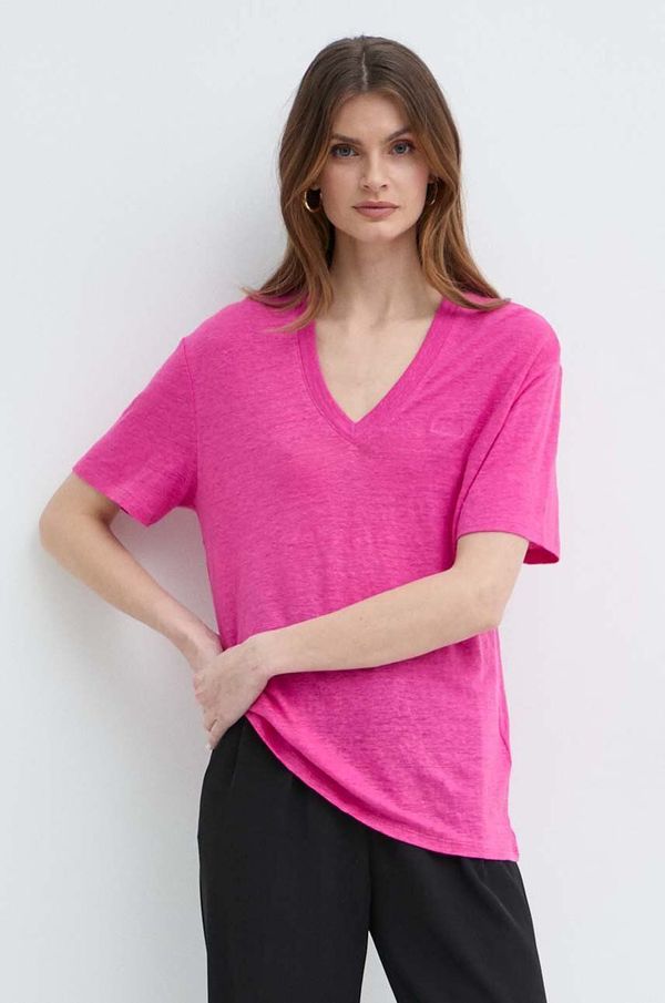 Boss Orange Lanena majica kratkih rukava Boss Orange boja: ljubičasta, 50511242