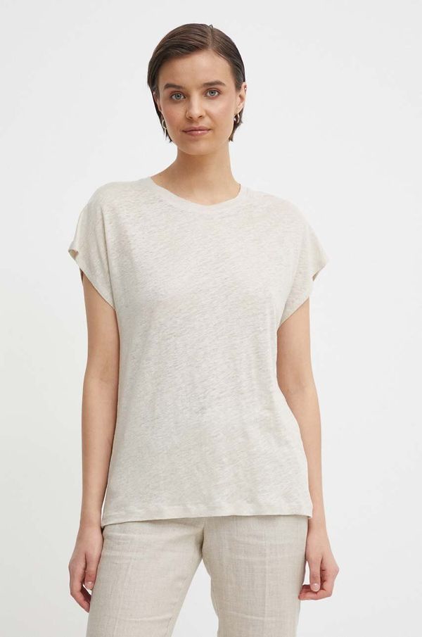 Calvin Klein Lanena majica kratkih rukava Calvin Klein boja: bež, K20K207260