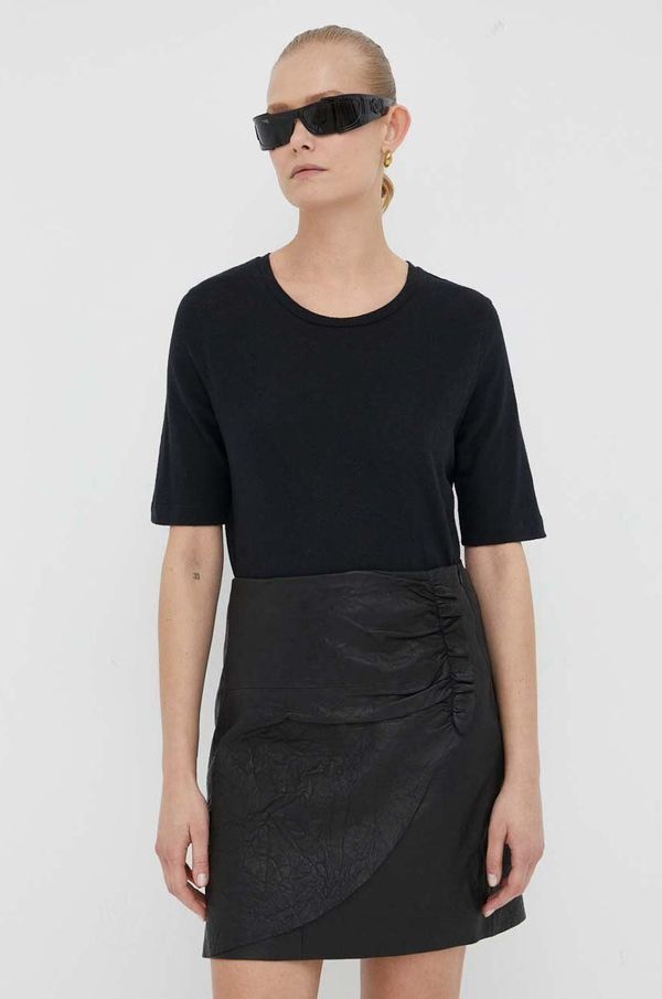 Day Birger et Mikkelsen Lanena majica kratkih rukava Day Birger et Mikkelsen boja: crna