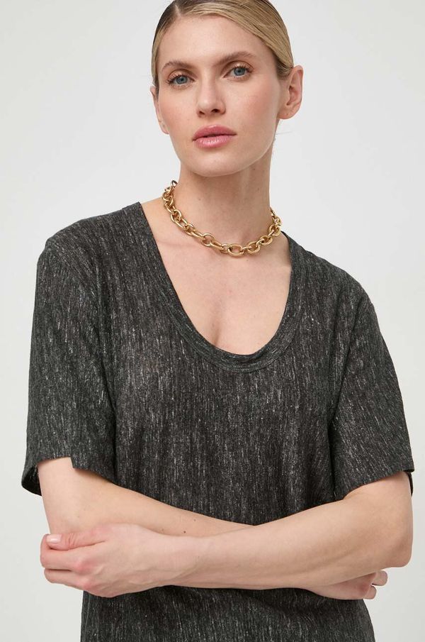 Pinko Lanena majica kratkih rukava Pinko boja: siva