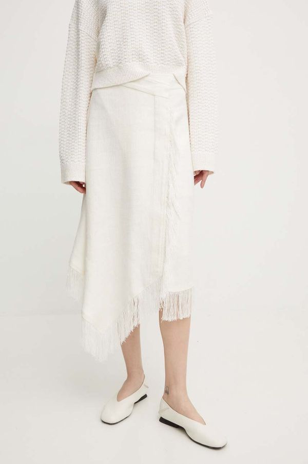 A.L.C. Lanena suknja A.L.C. Amelie boja: bež, midi, širi se prema dolje, 3SKRT00537