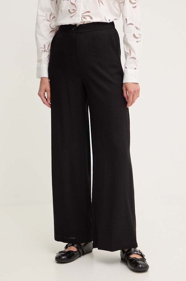 Answear Lab Lanena suknja Answear Lab boja: crna, široke, visoki struk