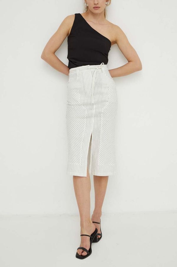 Day Birger et Mikkelsen Lanena suknja Day Birger et Mikkelsen boja: bijela, midi, ravna