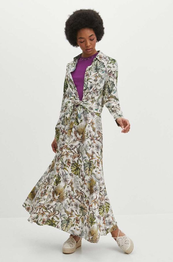 Medicine Lanena suknja Medicine boja: bež, maxi, širi se prema dolje