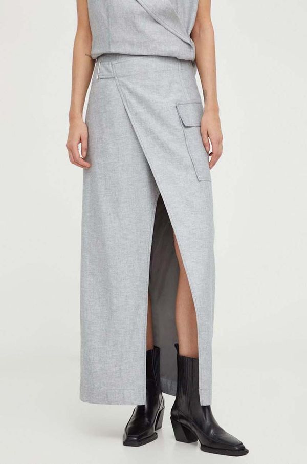 Remain Lanena suknja Remain boja: siva, maxi, ravna