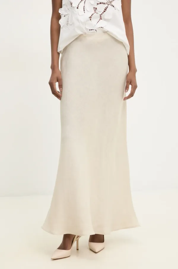 Twinset Lanena suknja Twinset boja: bež, maxi, ravna, 251TF2014